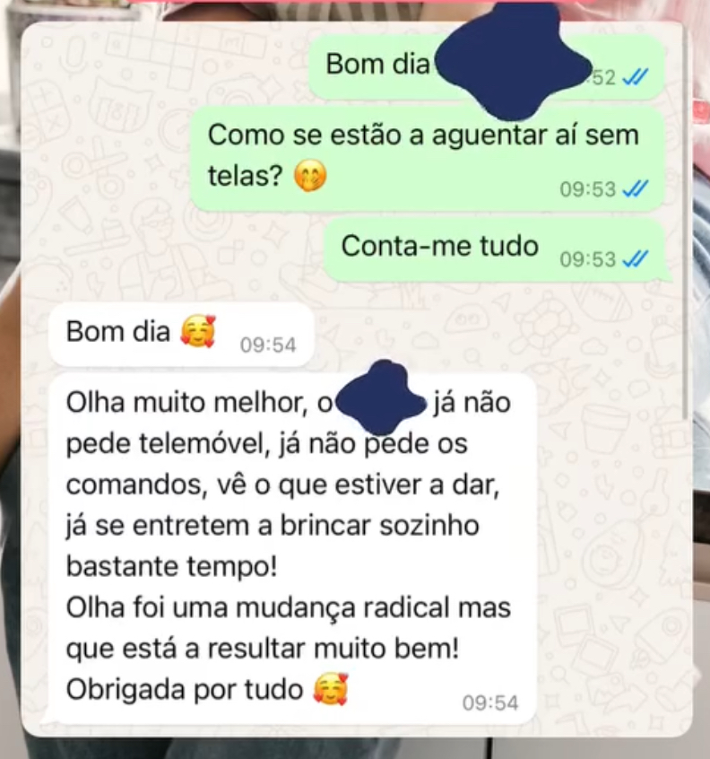 Depoimento WhatsApp sobre mudança radical no comportamento